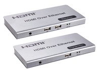 كابل CAT5 / CAT6 موسع HDMI KVM بطول 120 متر مع صوت USB وميكروفون عبر IP 1080P