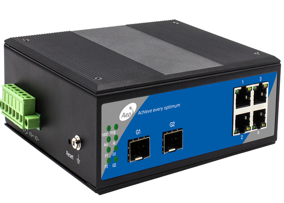 محول الألياف SFP ذو الحلقة الحلقية المُدارة 2 فتحات جيجابت SFP + 4 منافذ جيجابت إيثرنت