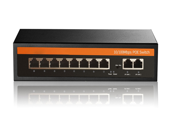 8 + 2 2 منافذ الإرسال VLAN POE Switch Full 10 / 100Mbps 250m 8 POE Ports