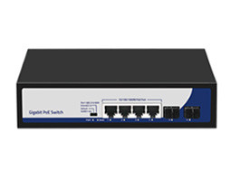 6-Port Gigabit PoE Switch مع 4 * منافذ Gigabit PoE + 2 * Gigabit uplink SFP