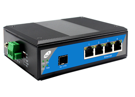 الصناعية دين ريل SFP فائبر التبديل 1 فتحة SFP و 4 منافذ إيثيرنت