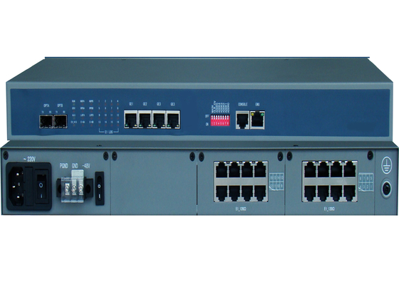 محول الوسائط الألياف E1 مع 4/8/16 منافذ E1 و 4 منافذ Ethernet و 2 منافذ SFP