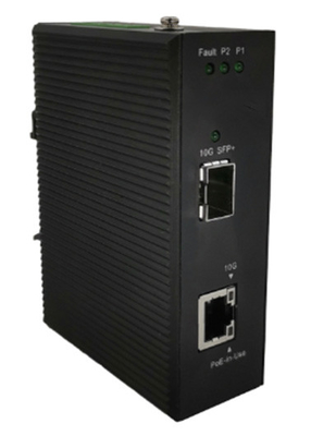 محول الوسائط الصناعي 802.3bt 90W 10G PoE نوع المعالجة التخزينية