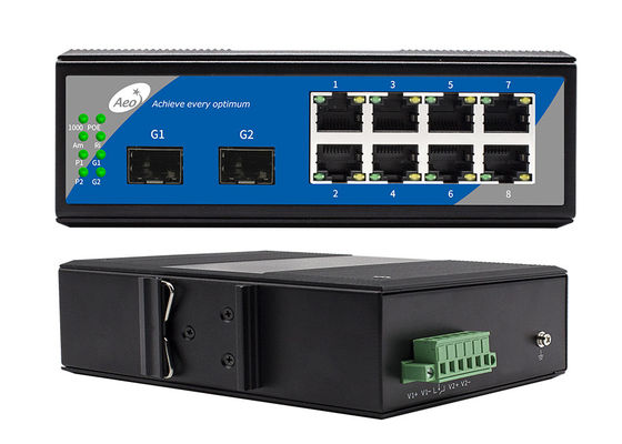 8 منافذ جيجابت إيثرنت مع SFP 1310 / 1550nm مُدار 2 SFP و 8 POE Ethernet Ports
