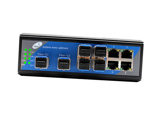 دليل السكك الحديدية الصناعية SFP Switch 2 Gigabit SFP و 4 10 / 100Mbps إيثرنت و 4 10 / 100Mbps SFP Ports