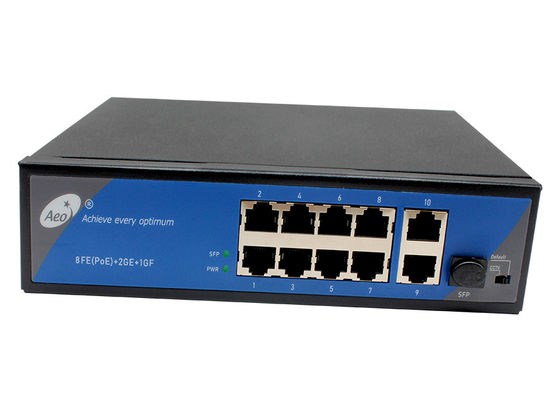 IP40 Ethernet Fiber Switch Industrial 1 Gigabit SFP و 2 Gigabit Uplink Ports و 8 10 / 100M POE Ports