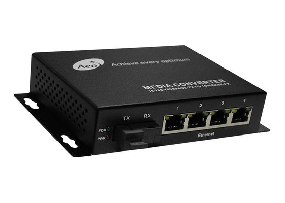 محول وسائط IP30 من الألياف إلى إيثرنت 4 إيثرنت مع منفذ ليفي واحد