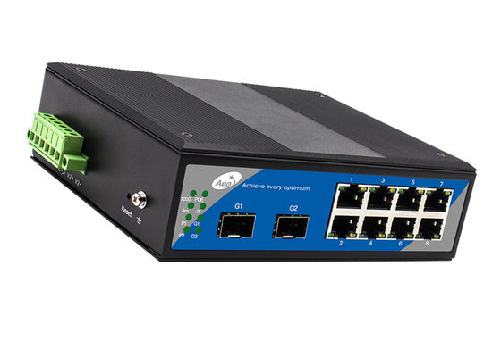 محول ألياف SFP 8 + 2 مُدار مع 8 منافذ POE وفتحتان SFP