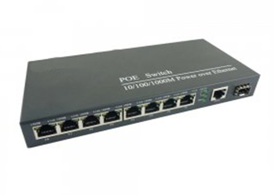 8POE + 1RJ45 + 1Fiber Ethernet Media Converter جيجابت كامل 10/100 / 1000Mbps