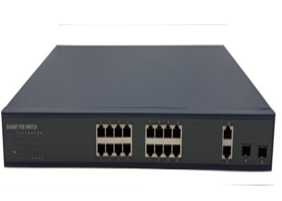 محول الألياف POE SFP عالي الطاقة 16 منفذ POE 2 منفذي SFP 2 منافذ الإرسال