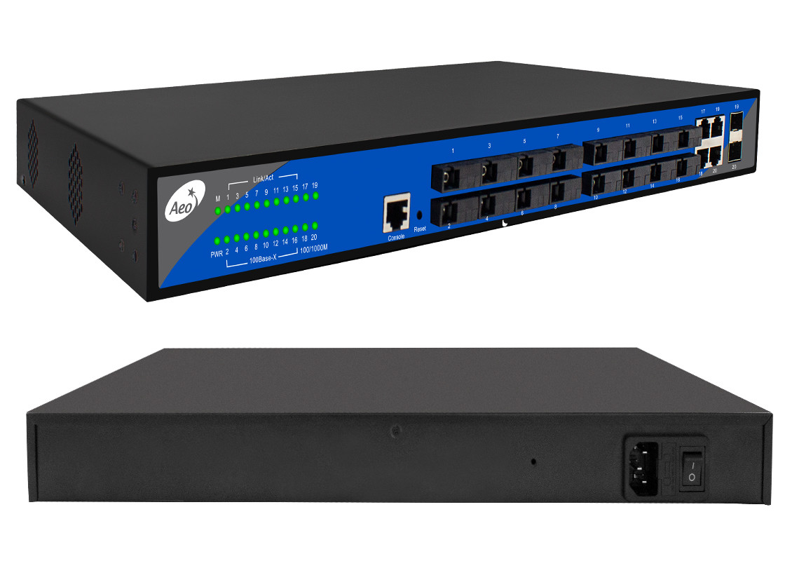 16 منفذًا لـ Ethernet Fiber Switch 10 / 100M 2 Gigabit Fiber 4 Gigabit Ethernet Ports