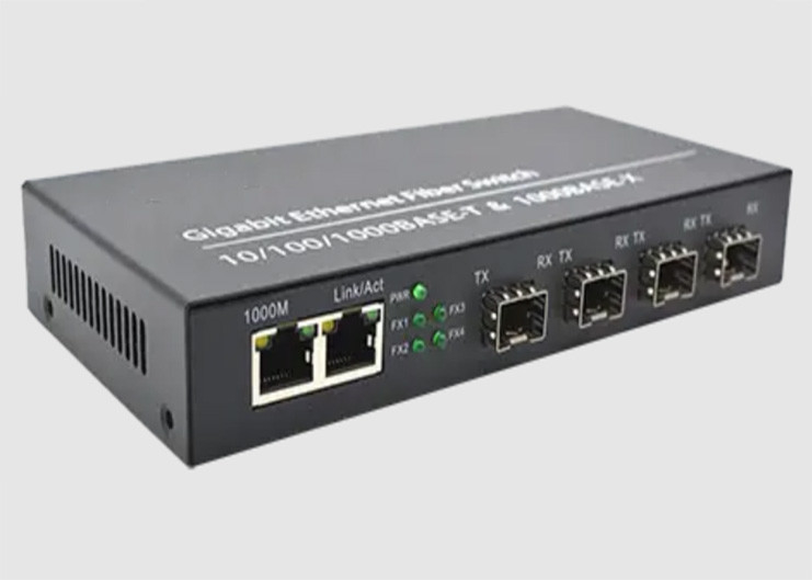 محول ألياف إيثرنت 850 نانومتر مع 2 10/100 / 1000TX إيثرنت + 4 منافذ 1000FX SFP