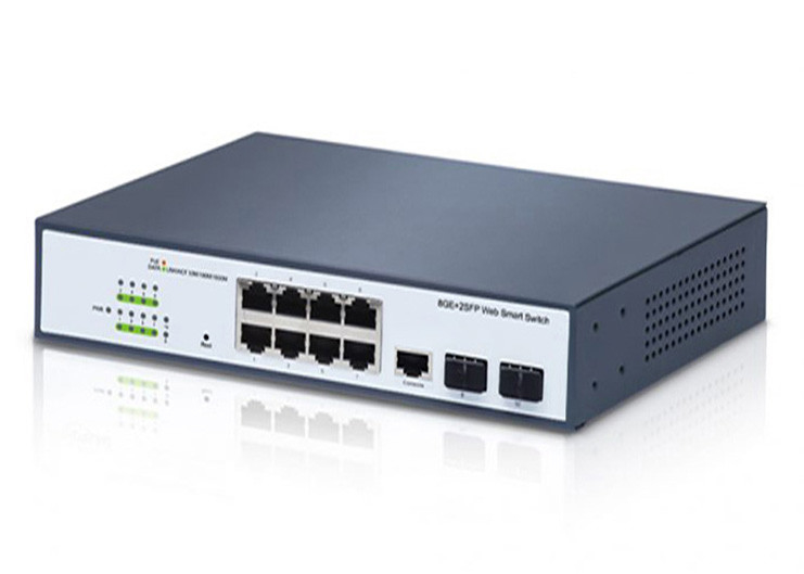 14.89Mpps L2 Ethernet Fiber Switch مع 2 1000 SFP 8 1000 Ethernet Ports