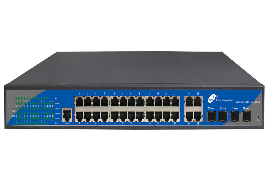 Layer 2+ Gigabit Ethernet Switch مع فتحات 4G SFP ومنافذ 24GE RJ45