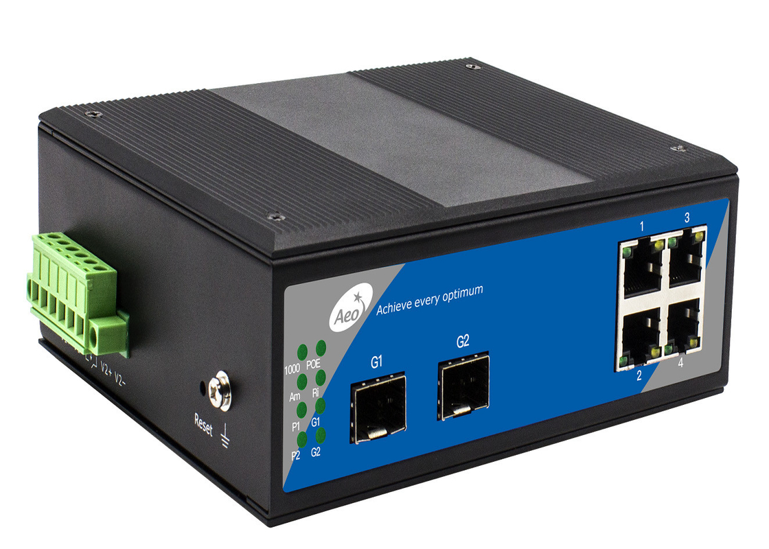 IP40 SFP المفتاح البصري النمط الواحد الألياف الواحدة مع 2 فتحات SFP و 4 منافذ إيثيرنت