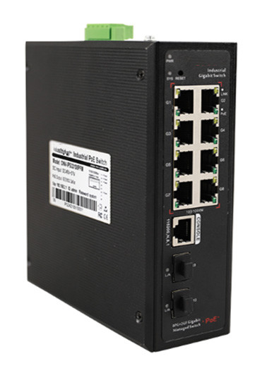 L2 إدارة الصناعية BT PoE SFP التبديل 10 منفذ كامل جيجابيت مزدوج DC مدخل الطاقة دين ريل
