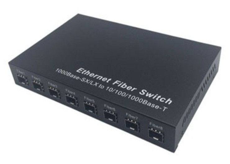 مفتاح SFP الألياف الجيغابيت 1.25Gbps 8 منافذ الألياف SFP و 2 منافذ RJ45