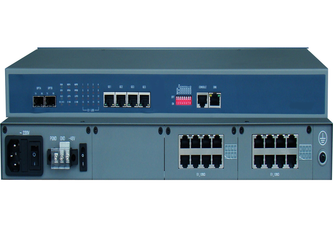 محول الوسائط الألياف E1 مع 4/8/16 منافذ E1 و 4 منافذ Ethernet و 2 منافذ SFP