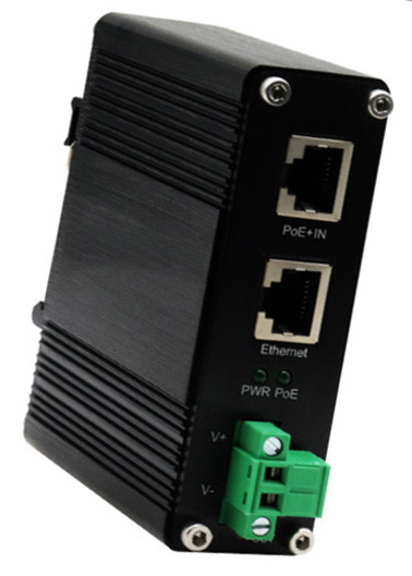 DIN-Rail Industrial 802.3at جيجابيت PoE Splitter فولتاج الخروج 12VDC