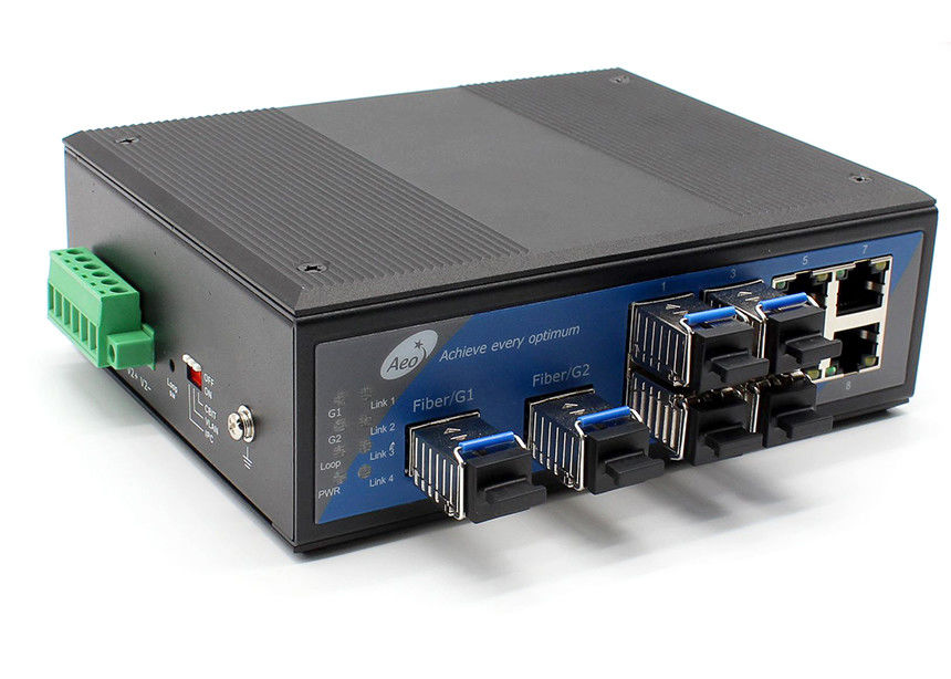 SFP Fibre Switch 2 جيجابت SFP و 4 10 / 100Mbps إيثرنت و 4 10 / 100Mbps SFP