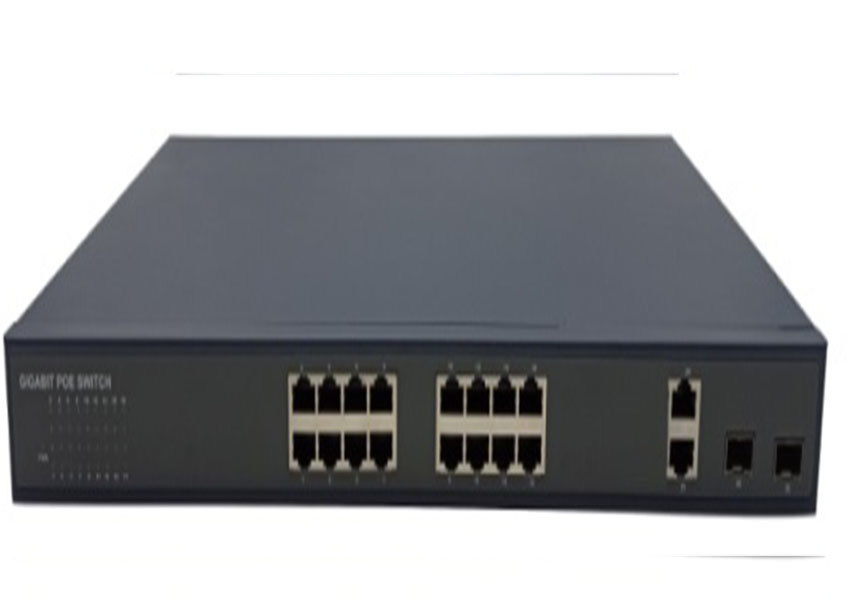 محول الألياف POE SFP عالي الطاقة 16 منفذ POE 2 منفذي SFP 2 منافذ الإرسال