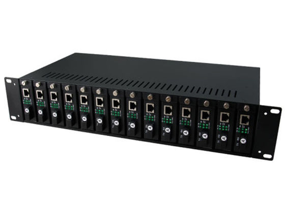 AC100V - 260V Rack Mount Media Converter هيكل ، 2U 14 فتحات هيكل محول وسائط الألياف البصرية